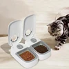 2 Meals Timed Automatic Dog Feeder Dual Bowls Smart Cat Food Dispenser Wet Dry Pet Food Dispenser Pet Feeder Cat Accessories