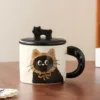 Brown-CatMugWithLid