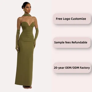 Design Custom Satin Fabric  Women Lady Elegant Sexy Bodycon Strapless Maxi Prom Party Dress