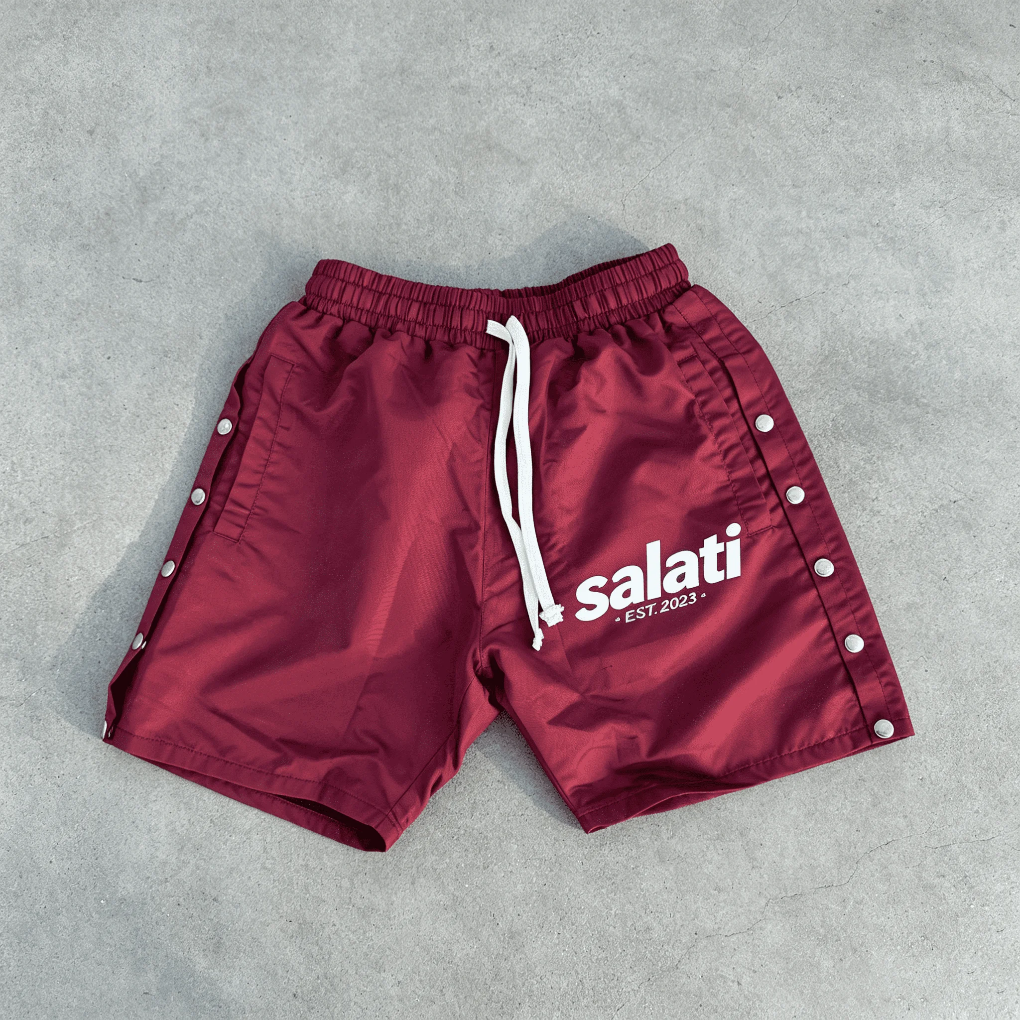 Wholesale Mens Two Piece Set Burgundy Hooded Zip up Jacket Drawstring Shorts Summer Streetwear Supplier Top Men Casual Sets gallery 2