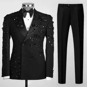 New Style Light Luxury Double Breasted Tuxedo Men's Stage Performance Wedding Concert Slim Fit Suit Sets Polyester/Rayon