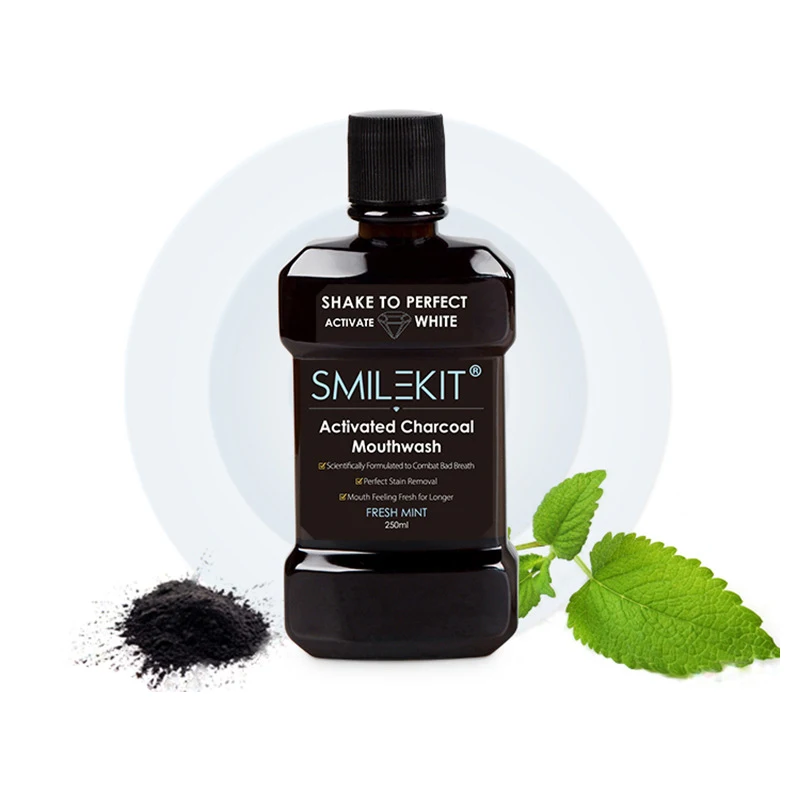 Антисептический полоскание рта, полоскание рта, отбеливание зубов, уголь, мята, полоскание рта