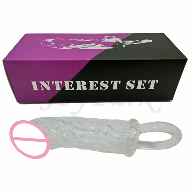 JoyPark Factory Price Delay Penis Extension Sleeve Reusable Soft Silicone Dildo Sleeves Sexy Condoms for Man