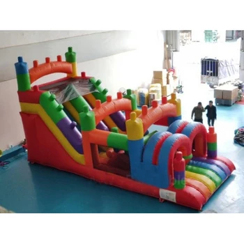 Large Kids Outdoor Commercial PVC Jumping Bouncy Castle Inflatable Obstacle Course Bounce House With Slide For Rental Event