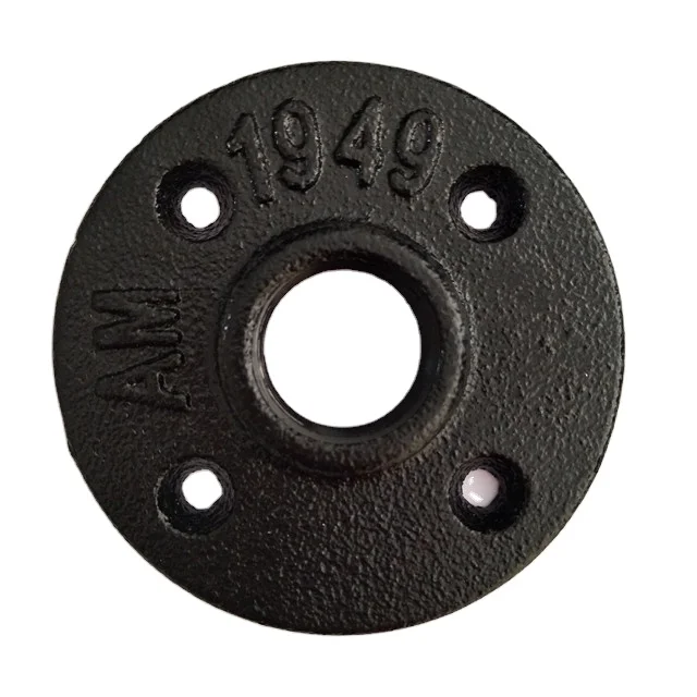 3/4" negro piso de hierro maleable brida de montaje Tubo Npt-Lote de 10-Vintage 