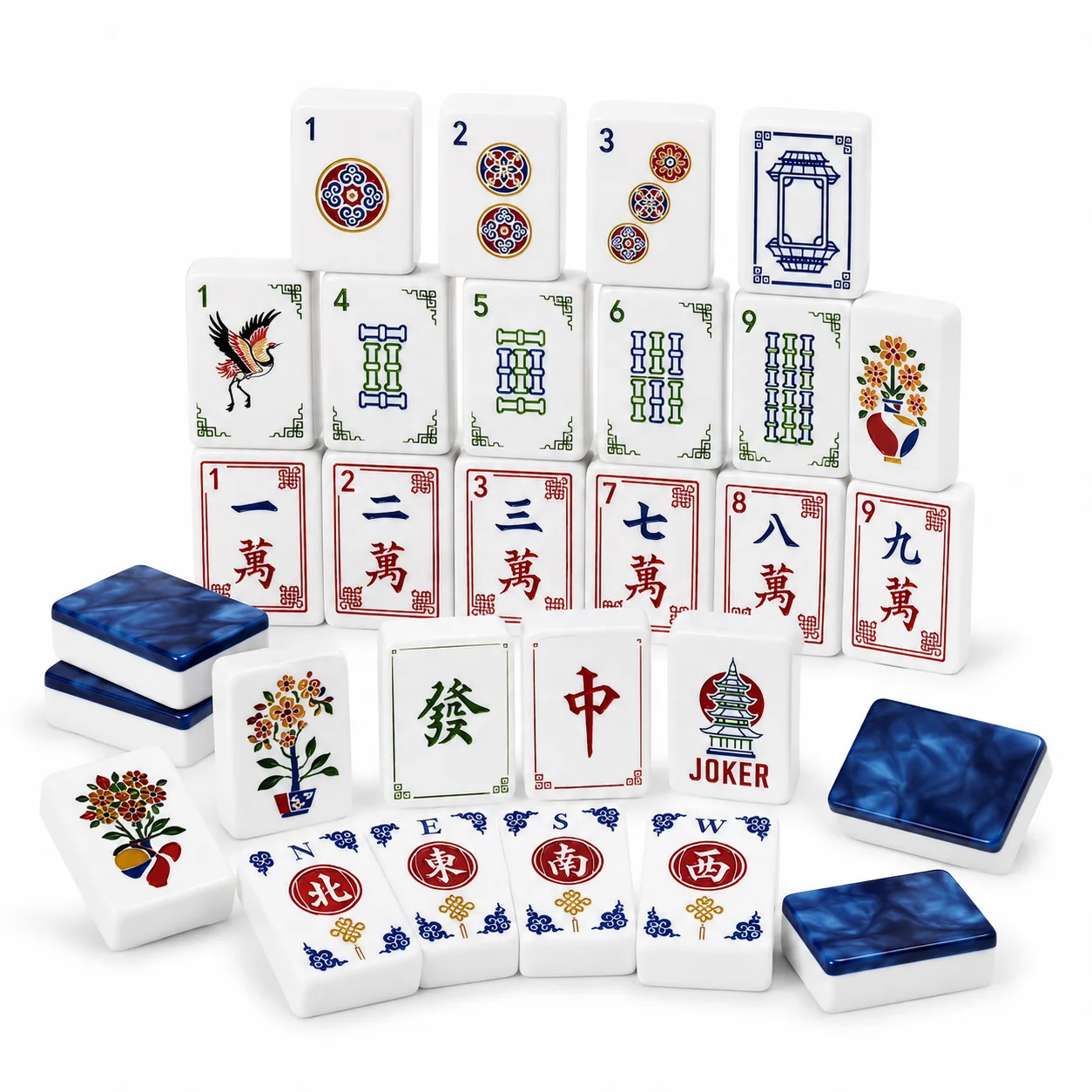 Custom Engraved Luxury Modern Sapphire Blue Acrylic American Mahjong Double-Layer Eco-Friendly Tiles for Family Entertainment