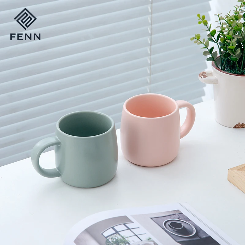 product fenn simple style 400ml solid color glaze porcelain mug home office use smooth surface ceramic coffee tea cup mugs-59