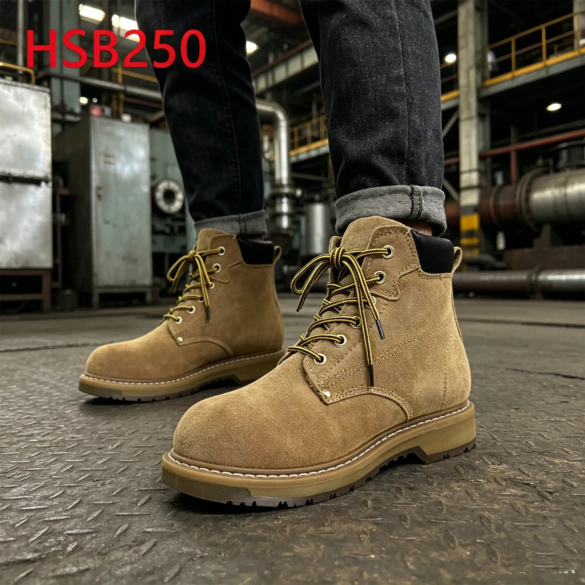 ZYF,Steel Coil Handling Durable Suede Leather Upper Safety Shoes Storage Facility Work Boots with Goodyear Storm Welt HSB250