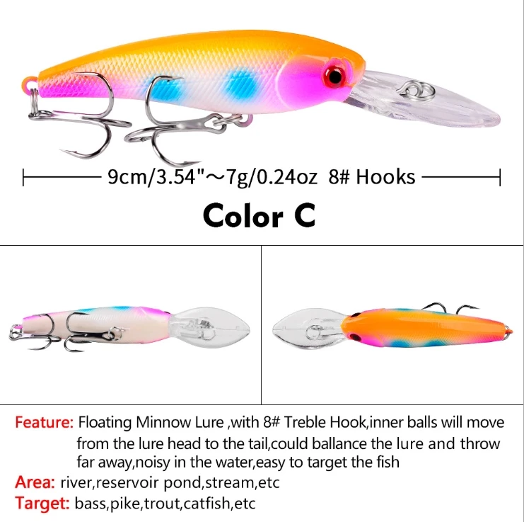 9cm/7.28g 3D Eyes Artificial Hard Bait