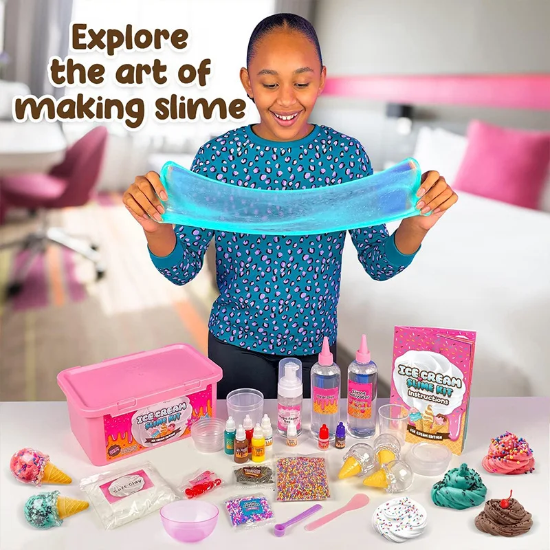 LZY1001  Ice Cream DIY Slime Kit-Educational Fluffy Slime Kit for Kids
