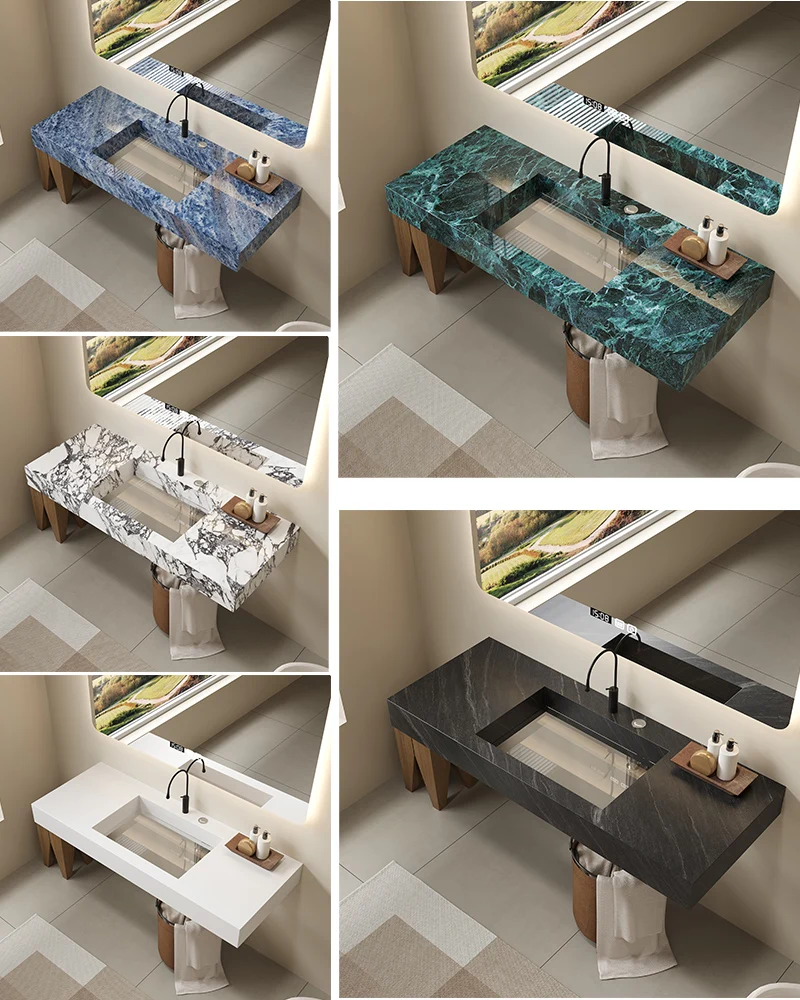 product rock slab transparent glass bottom bathroom fluted cabinet combination light luxury high end customization textured vanity-7