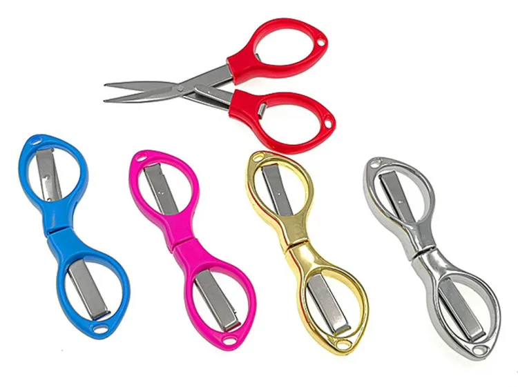 1Pc Folding Keychain Scissors Small Glasses Shaped Travel Scissors  Telescopic Thread Cutter Shears for Sewing Crafting Tool - AliExpress