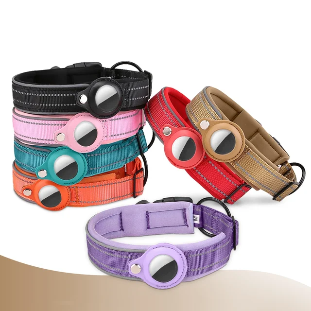 Hot Sale Airtag Pet Collar Dog Training Webbing Nylon Straps Collars For Dogs
