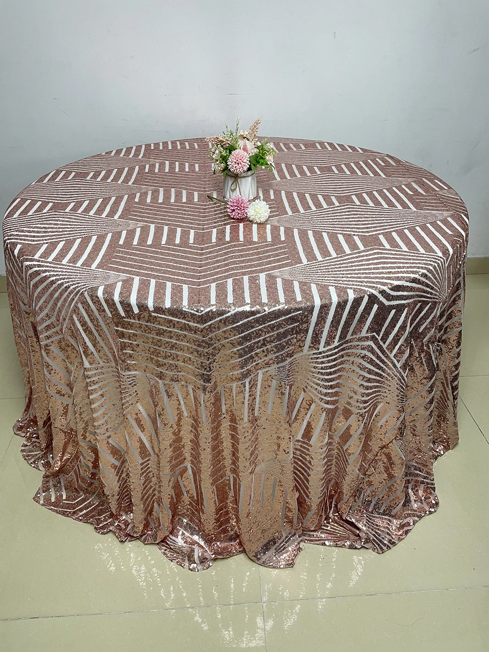Newfashioned High Quality Wedding Rose Gold Sequin Tablecloth