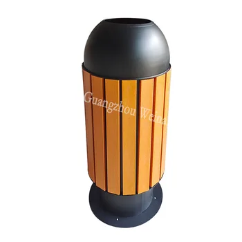 China Brand Practical 40L Park street Dustbin Aesthetic Iron and Steel Open Top Garbage Bin for Outdoor Street Use Sale