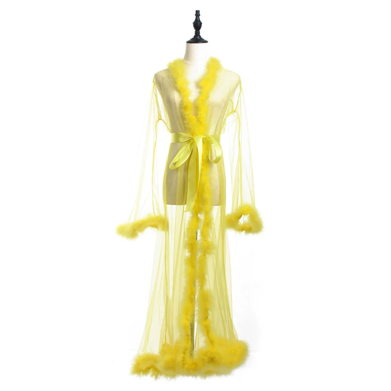 Nouveauté longue chaude femmes Femme fourrure pure Robe maille garniture Sexy Lingerie_voghion.com