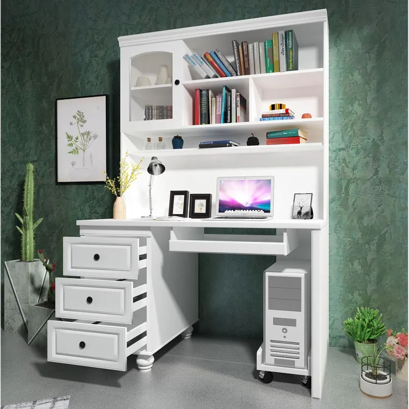 Desktop Computer Table Design With Bookshelf Study Cum Computer Table