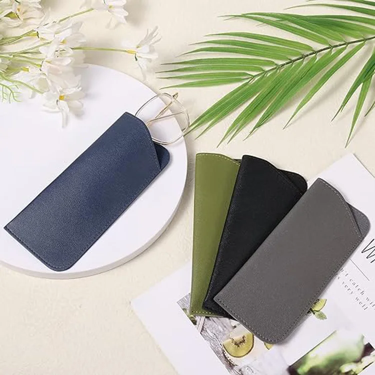 Wholesale Luxury PU Sunglasses Pouch Leather Glasses Case Fashion Custom Logo Sun Glass Bag factory