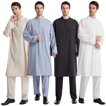 2024 New Arab Middle Eastern Ethnic Men's Wear Travel Loose fitting Men's Wear Dubai Travel Two Piece Robe