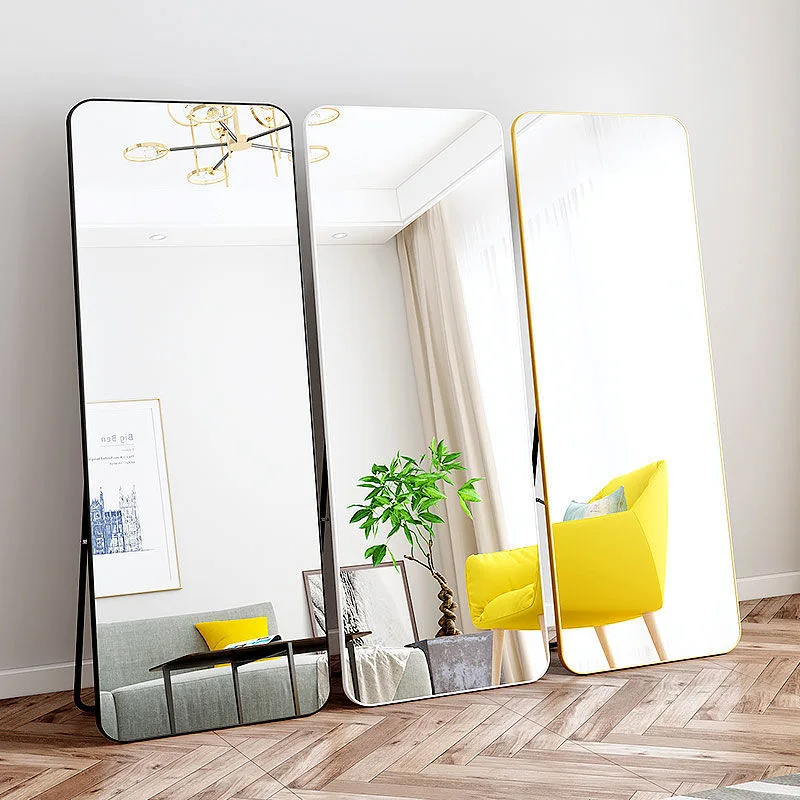 Modern Design Home Large Rectangular Round Corner Gold Framed Big Full Body Standing  Mirror for Dressing Room