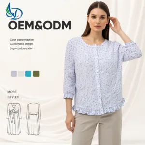 Customized logo Women's Clothing 100% Pure Cotton Sleepwear Breathable and Warm Soft Sleepwear for Spring and Autumn Casual Wear