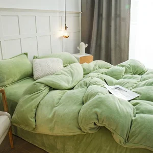 Super Warm Sequined Flannel Thick Pillowcase Duvet Cover Bed Sheet Bedding Luxury Comforter Set