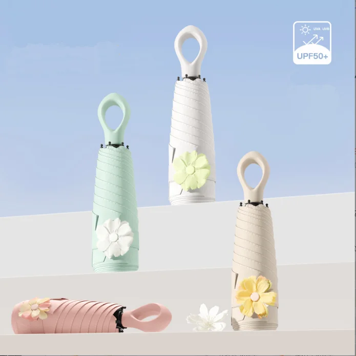 Modern Style 5-Fold Flower Umbrella Manual Compact Design Custom Pattern Made of Polyester for Business Gifts European Style