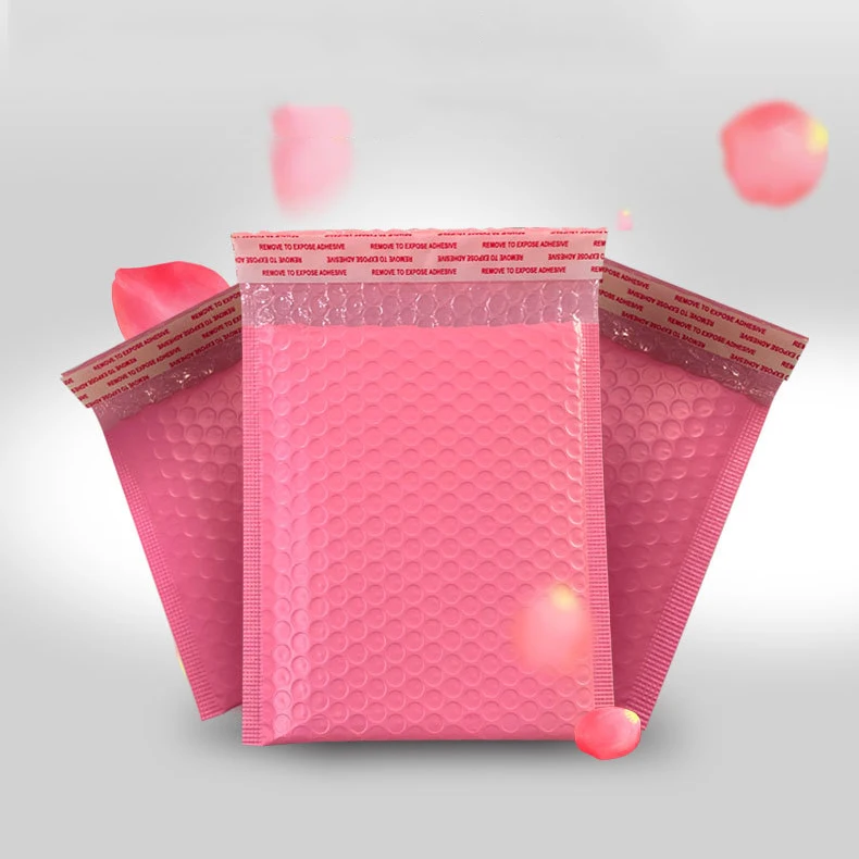 Custom Poly pink Bubble Mailers Padded Envelopes Shipping Packaging Bag