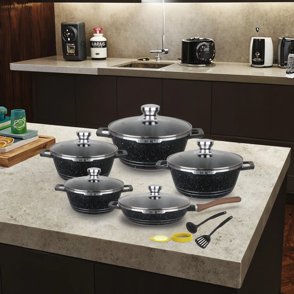 16 Pieces Cookware Set Non Stick Coating Kitchenware Set Aluminium Cooking Pots Cookware Die Cast Aluminium Metal Aluminum