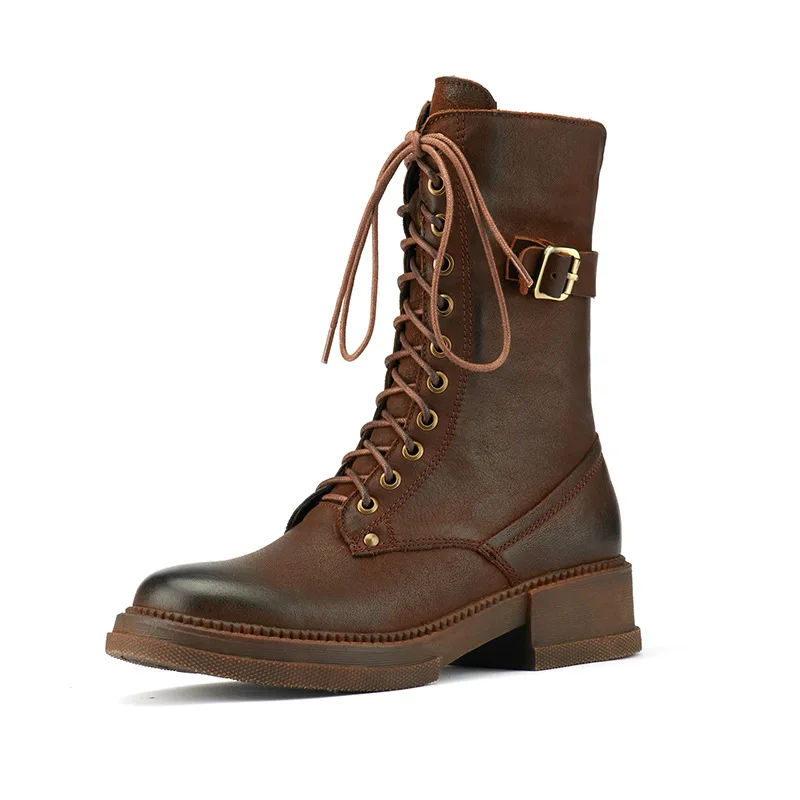 Botas de piel auténtica para hombre, botines de estilo europeo Vintage de  ante de alta calidad, con cordones, color marrón, temporada otoño| | -  AliExpress