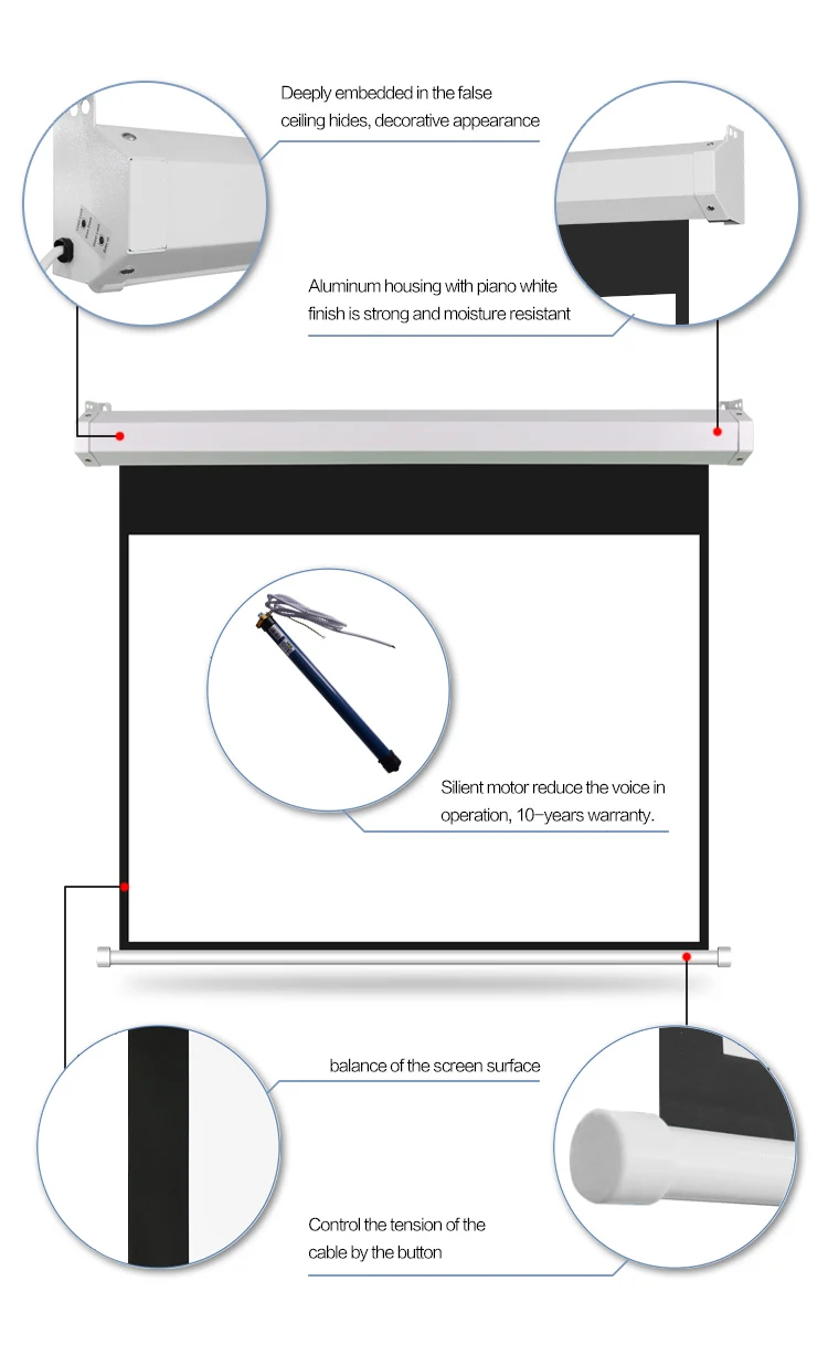 Large Motorized Projection Screen Different Size For Home Theater Home