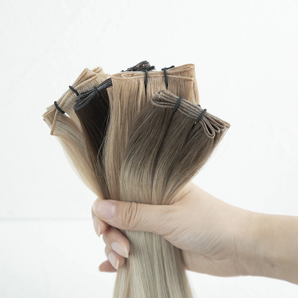 Invisible Genius Weft Real Human Hand Tied Weft Hair 100% Unprocessed Cuticle Aligned Genius Weft Extension