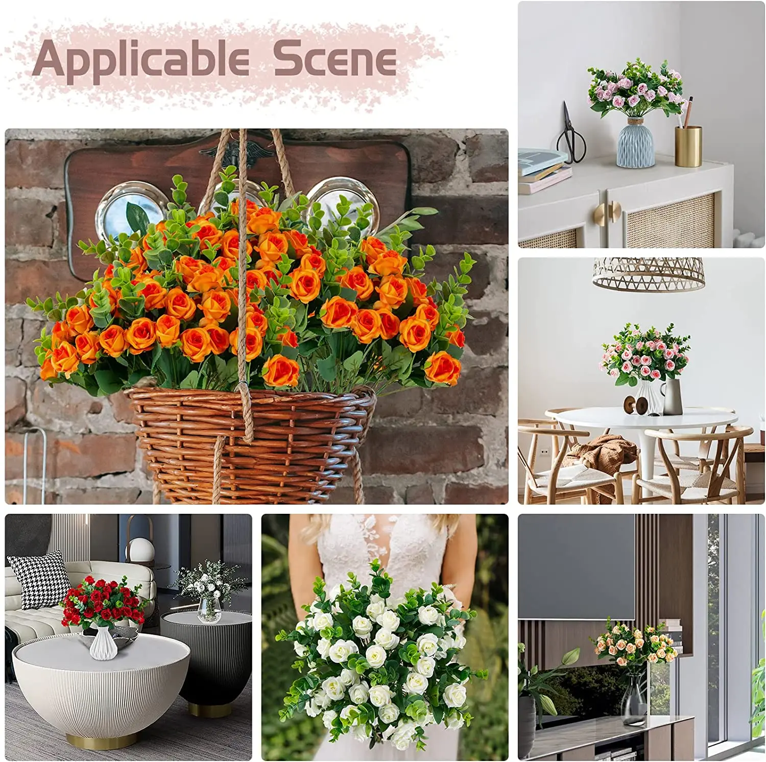 Artificial Flowers Fake Silk Rose For Decoration 33 Heads Blooming Faux