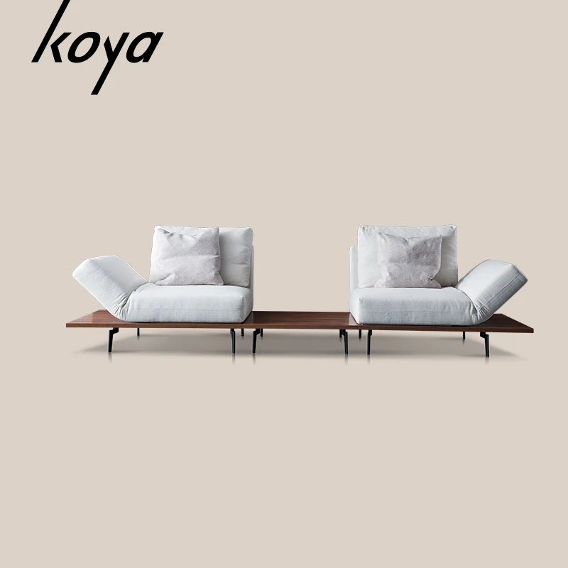 Morden Latest Design Asian Style Sectional Fabric Italian Sofa with Adjustable Armrest and Coffee Table