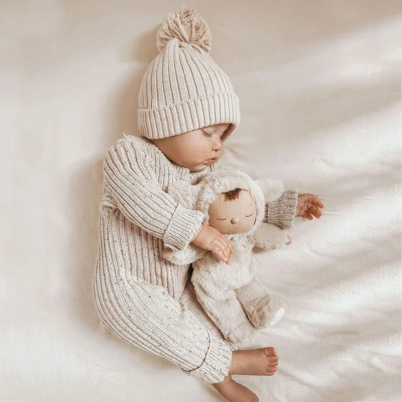 Baby Jumpsuit Winter Custom Speckle Cotton Ribbed Knit