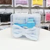 Sky-blue hairband massage brush 4-piece set-transparent pp box