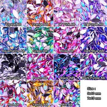 JUNAO 7*15mm Flatback Crystal AB Rhinestones Glue On Strass Crystals Non  Sewing Stones Horse