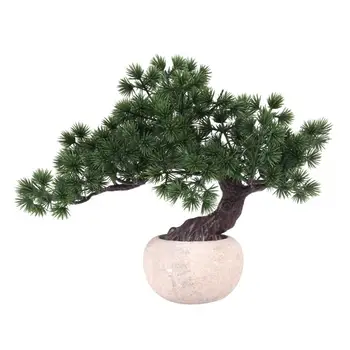 Wholesale mini artificial grass bonsai pine tree potted for home indoor decoration
