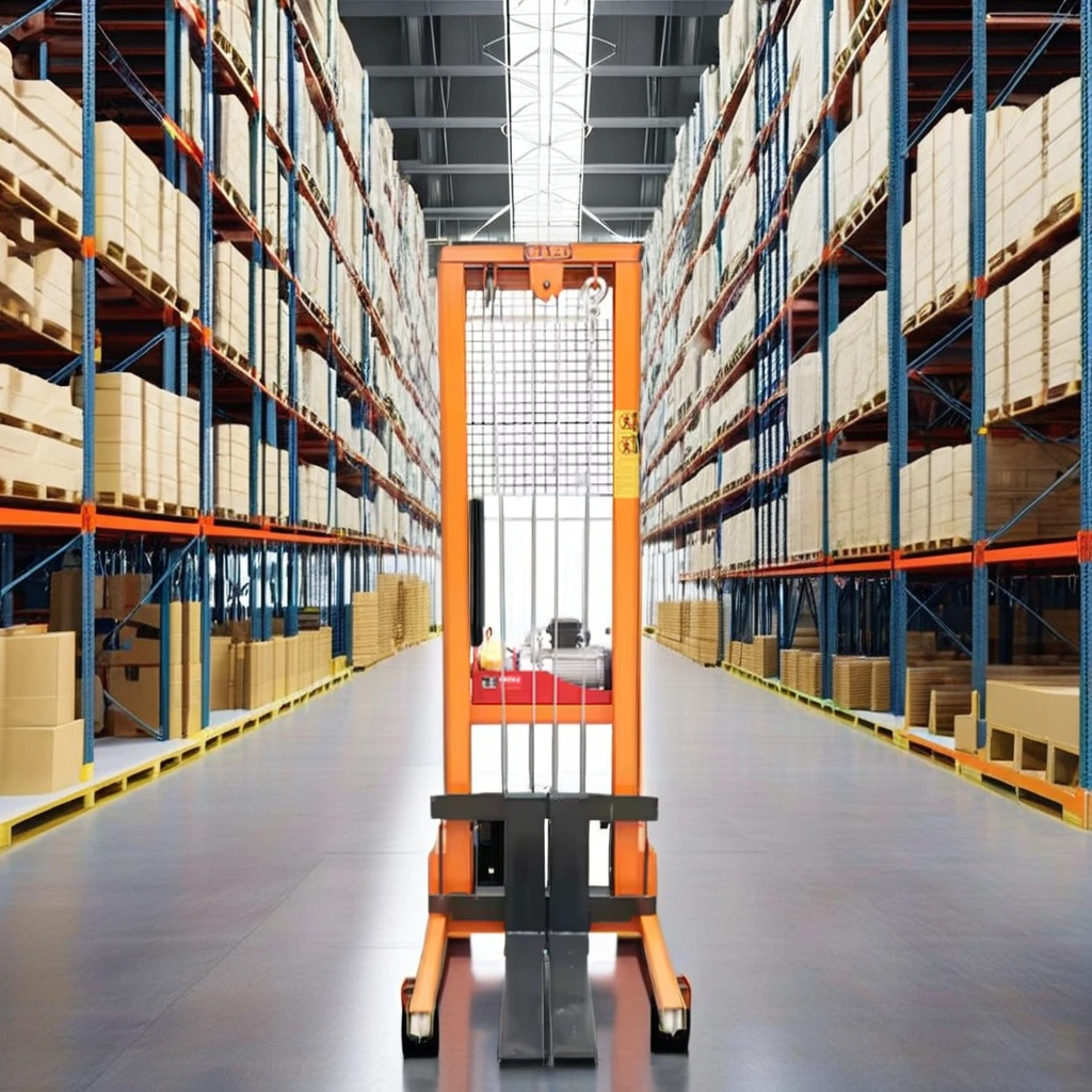 New 2t 3ton 3m Semi Electric Pallet Stackers 1.5t Manual Winch Forklift Mini Warehouse Hydraulic Solid Tire AWD 60CM Aisle Width