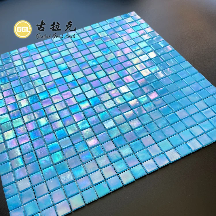 Blue crystal glass mosaic tiles cheap swimming pool tile backsplash manufacture