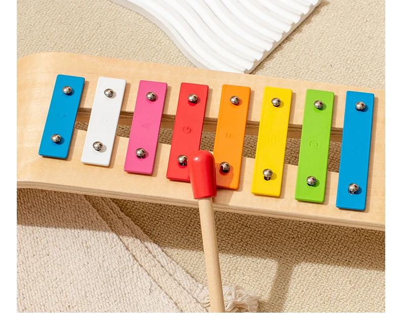 Оптовая продажа, профессиональная портативная детская мини-игрушка, деревянный ксилофон с 8 ключами, музыкальный инструмент, игрушки с маллетами, глокенол