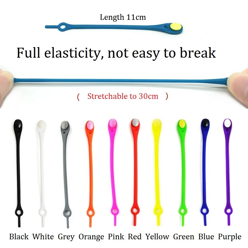 Colorful Lazy Elastic Silicone No Tie Shoelaces For Kids Rubber ...