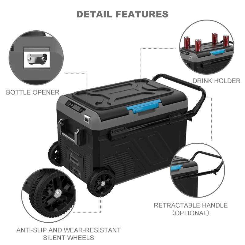 High Quality 40L  DC Mini Compressor Fridge Camping Outdoor Mini Freezer Car Fridge with Battery