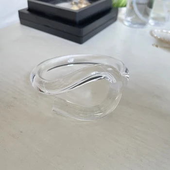 Hollow Wide Chunky Clear Resin Bangles 2021 Transparent Hand Resin Jewelry Acrylic Personalized Fashion Jewelry Cuff Bracelet
