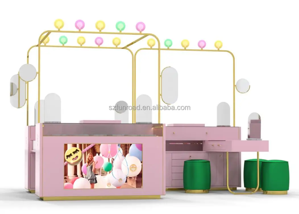 Custom color mobile small jewelry display kiosk showcase / jewelry display counter with spot ligth