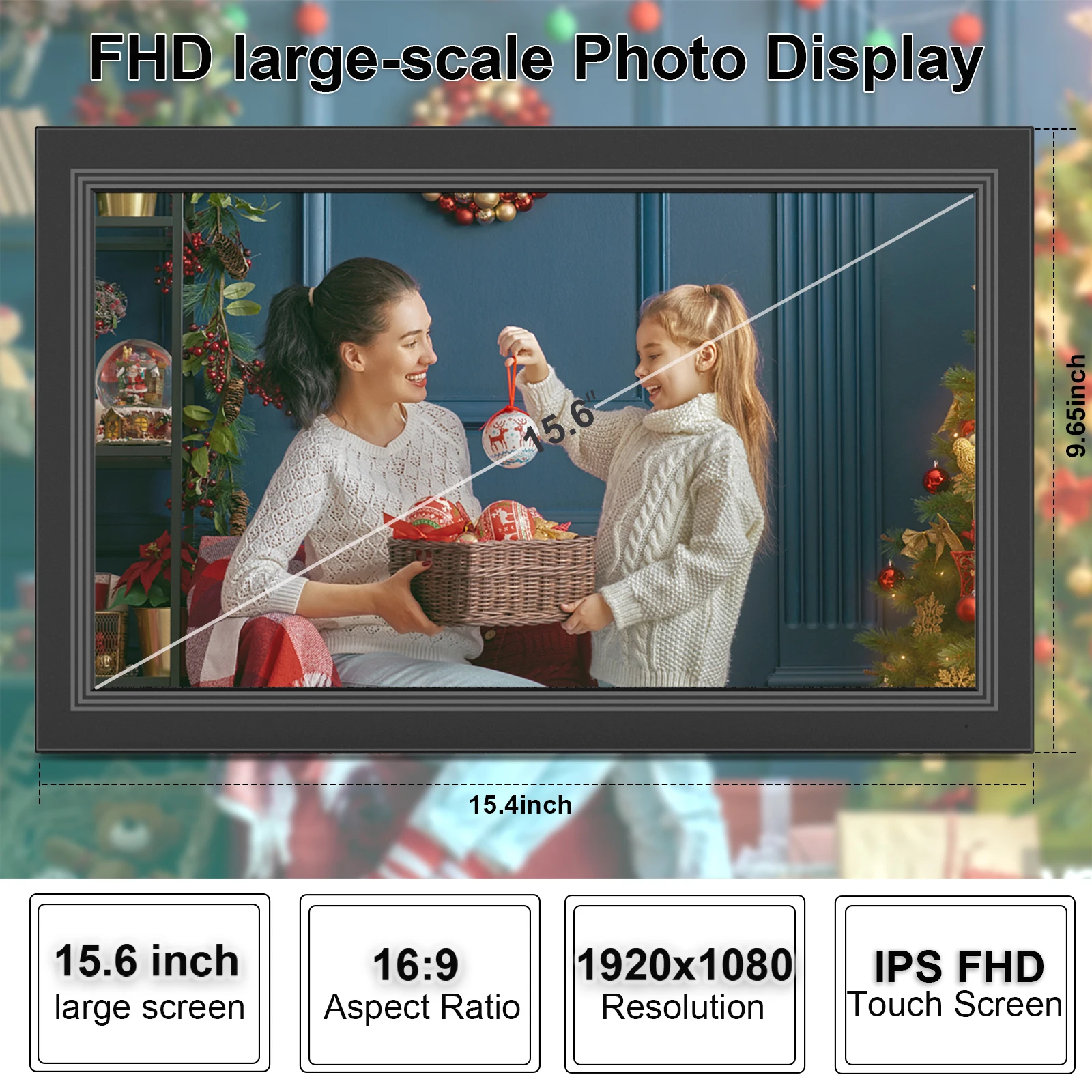 Lively Memories Video Frame IPS Touch Screen Video Player Smart 15 Inch Digital Photo Frame