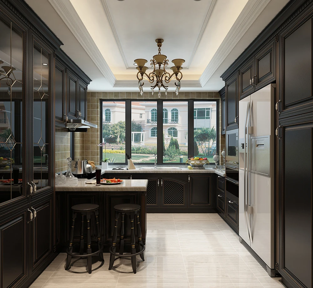 Customizable Modern Solid Wood Kitchen Cabinets for Apartments