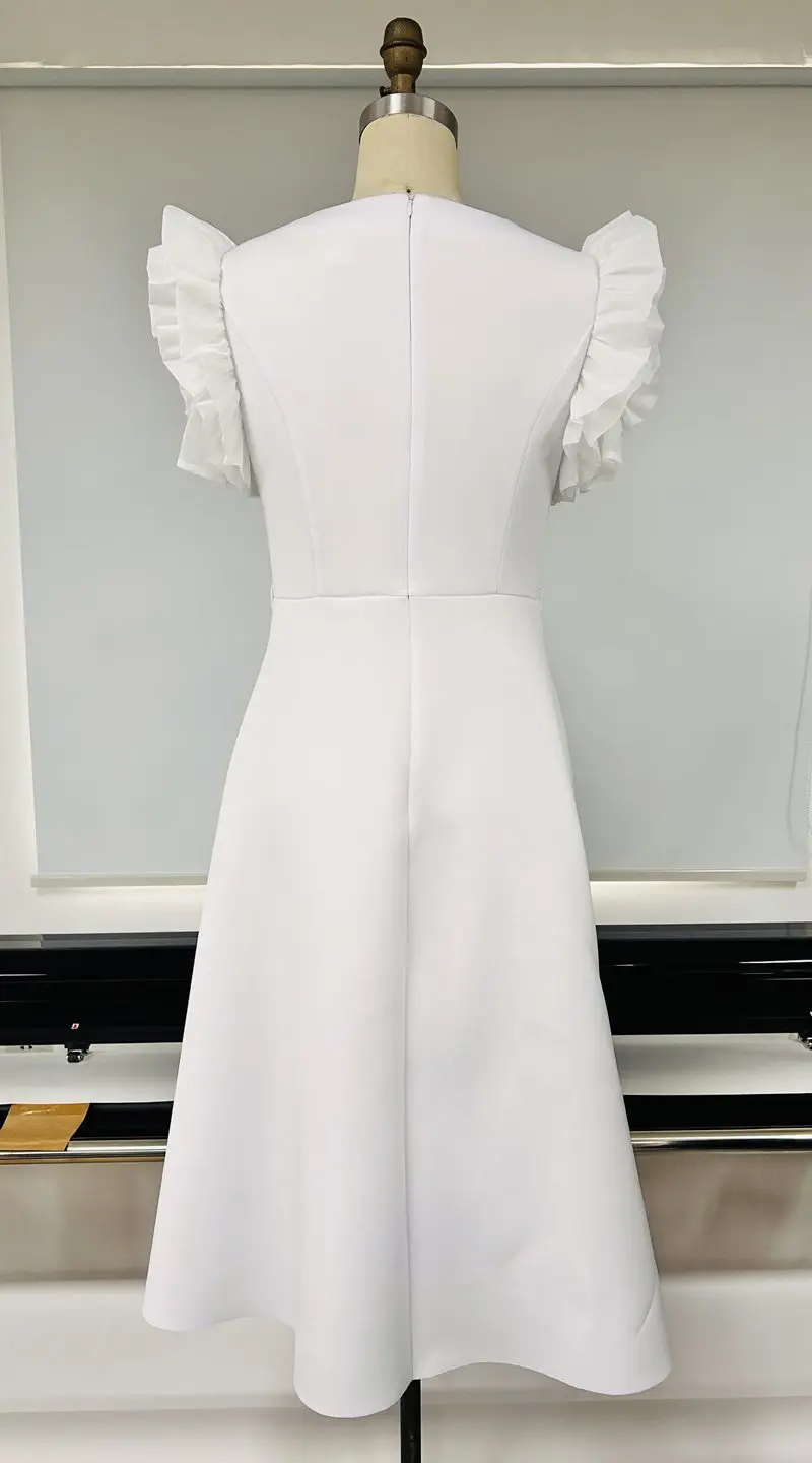 Elegant White Maxi Church Dress for Women High Collar Plus Size Boutique  Fashion Outfits Fit Flare Style Simple XL OEM Service