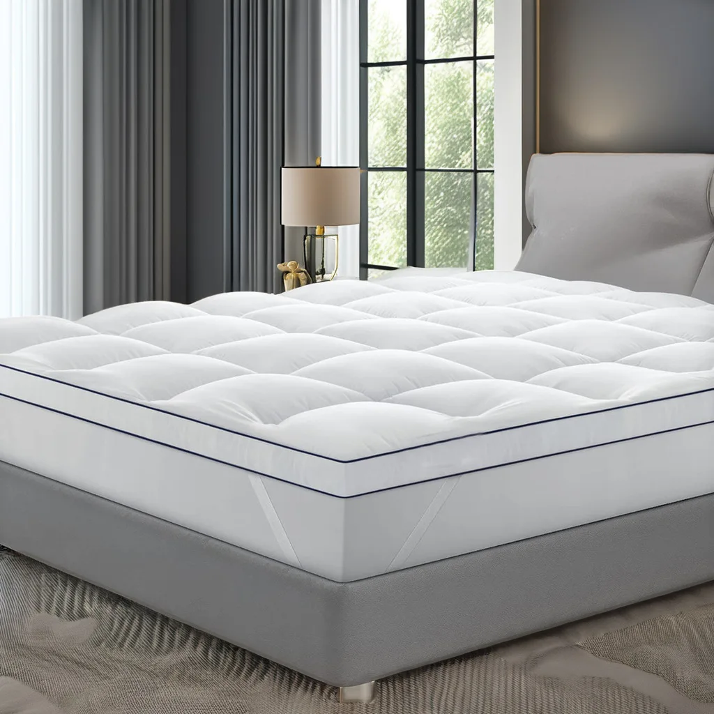 Fluffy Box Stitching Style Oeko-tex White Super Soft Microfiber Filling 10cm Thick Queen Size Quilted Pad Mattress Topper