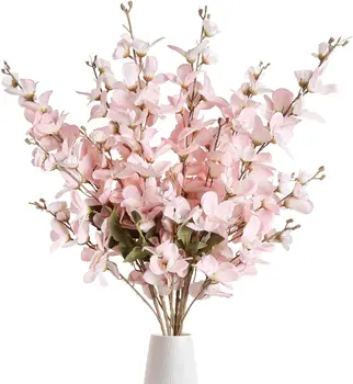 Artificial Delphinium Flowers Pink Larkspur for Tall Vase Wedding Arrangements Bridal Bouquets Blossoms Flowers Home Table Decor